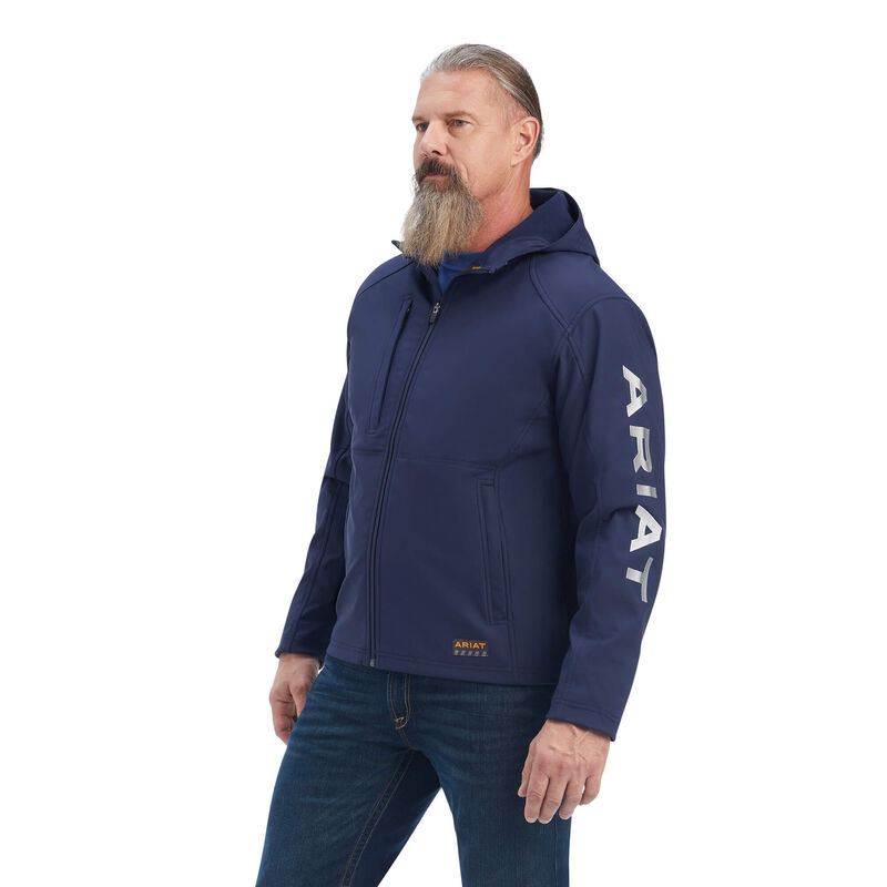 Ariat Rebar Stretch Canvas Softshell Hooded Logo - Miesten Laivastonsininen Takki ( ZXIBNT-251 )